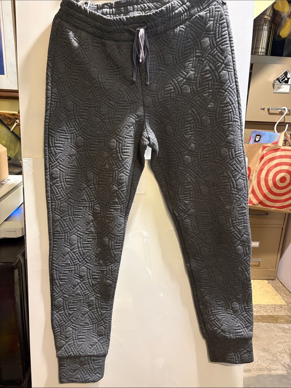 Fabletics Quilted Charcoal Drawstring Joggers